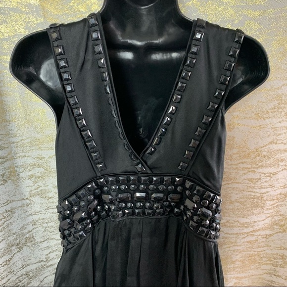 Bebe Black 100% Silk Beaded Cocktail/Party Dress - Picture 9 of 14